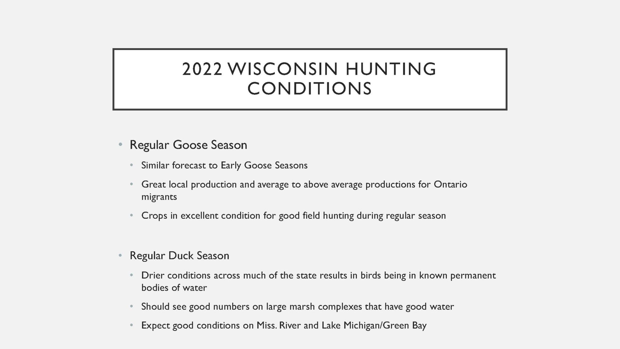 2022 Waterfowl Season Update Wisconsin Waterfowl Association