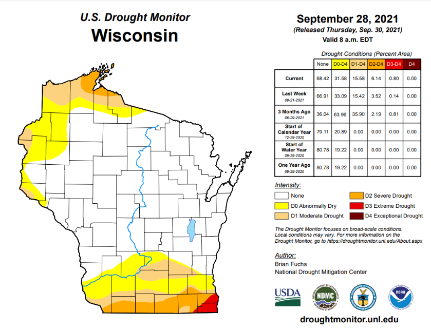 Wisconsin Drought Conditions 2021 vs 2022 Wisconsin Waterfowl